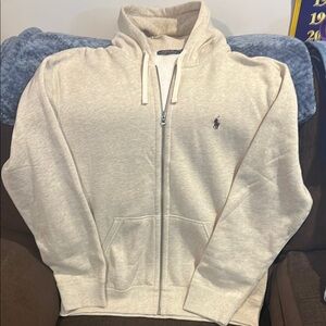 Polo by Ralph Lauren Men's Cream Full Zip Thick Lined Hoodie